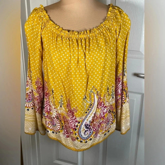 Wonderly Peasant‎ Boho Top Bell Sleeves Mixed Floral NWT Small - Picture 6 of 10
